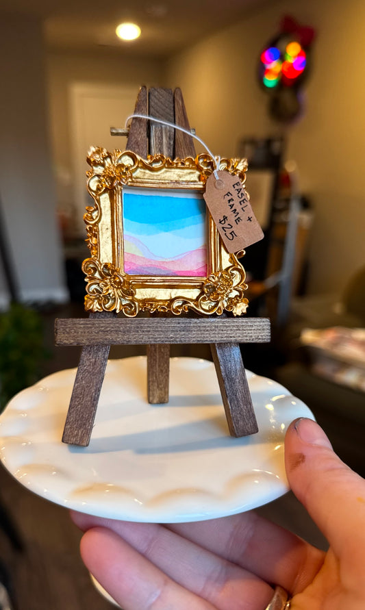 Gold frame & easel